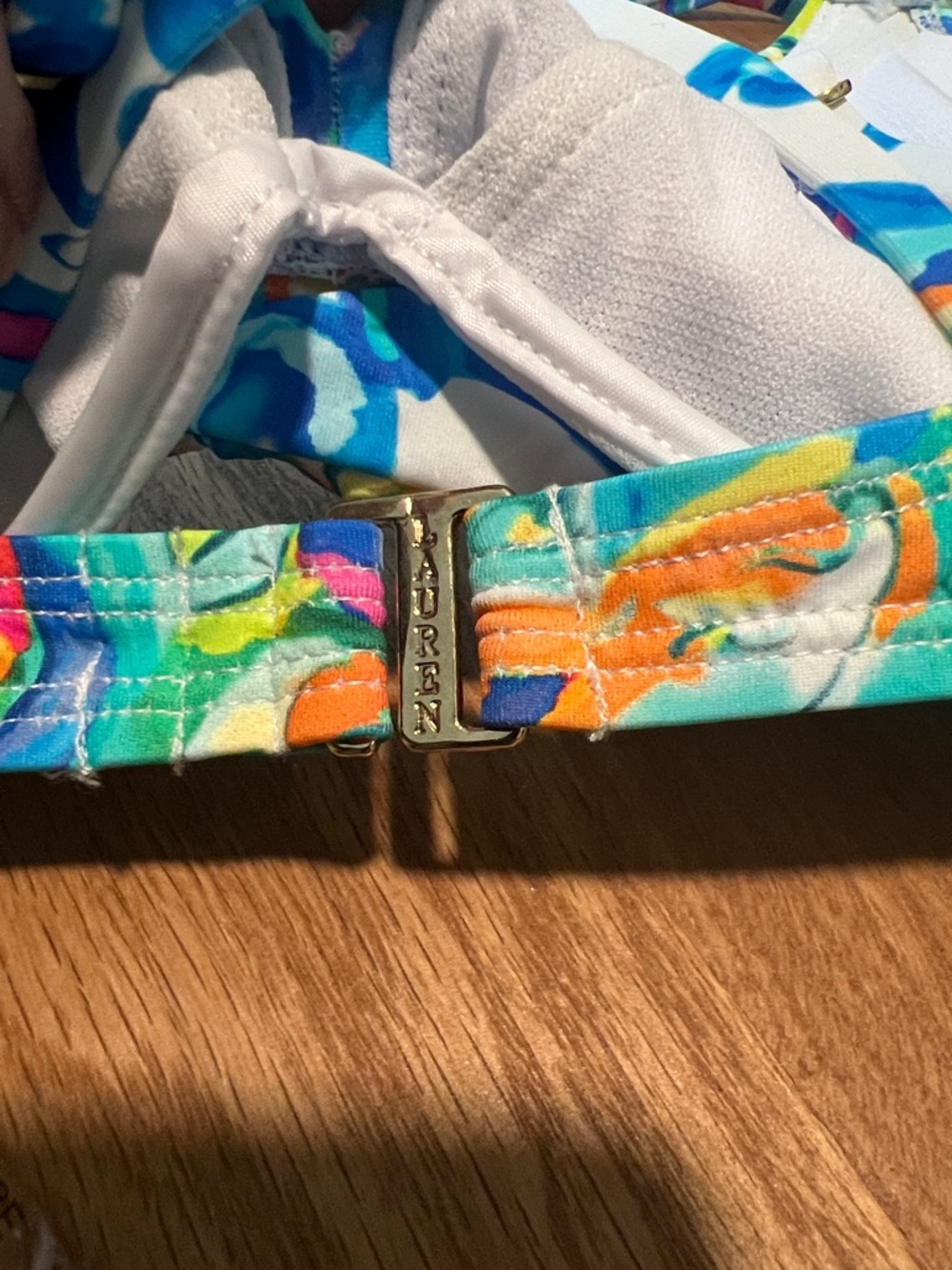Lauren Ralph Lauren Blue Multi Floral Bikini Top Underwire Size 6 NWT Resort - Picture 8 of 9